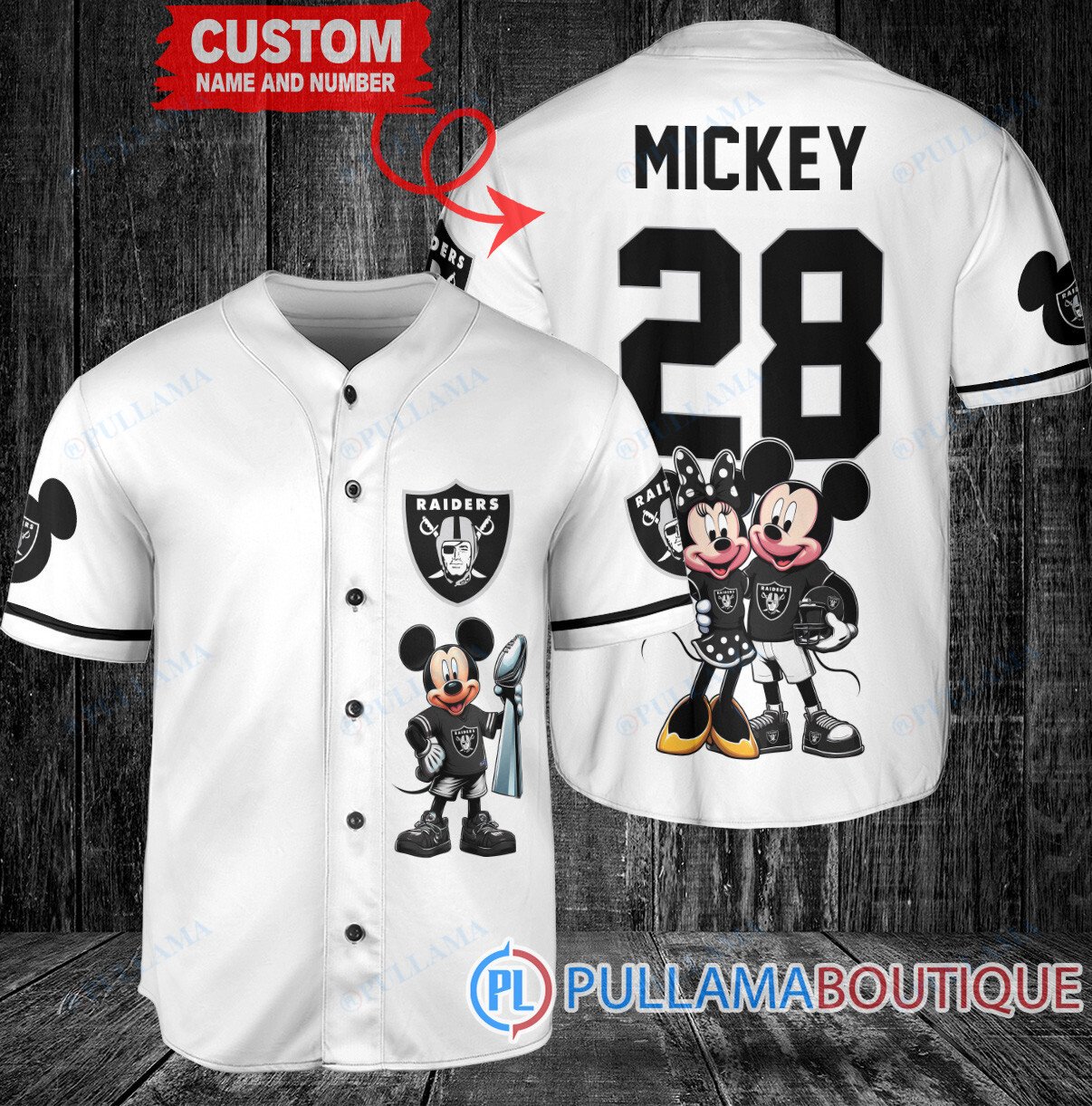 New England Patriots x Mickey and Minnie with Trophy Custom Baseball Jersey Navy