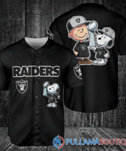 Las Vegas Raiders x Snoopy and Charlie Brown with Trophy Baseball Jersey Black