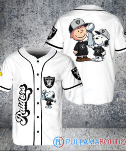 Las Vegas Raiders x Snoopy and Charlie Brown with Trophy Baseball Jersey White