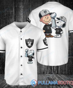 Las Vegas Raiders x Snoopy and Charlie Brown with Trophy Baseball Jersey White Without Piping