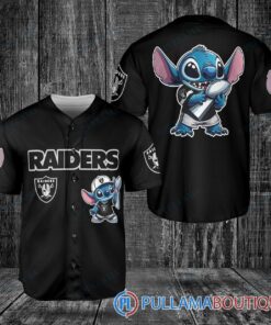 Las Vegas Raiders x Stitch with Trophy Baseball Jersey Black