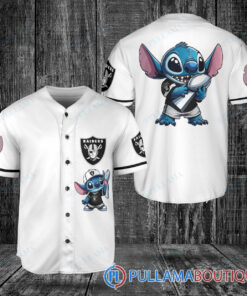 Las Vegas Raiders x Stitch with Trophy Baseball Jersey White Without Piping