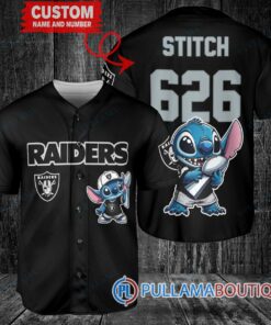 Las Vegas Raiders x Stitch with Trophy Custom Baseball Jersey Black