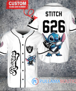 Las Vegas Raiders x Stitch with Trophy Custom Baseball Jersey White