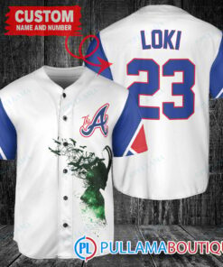 Loki Super Villains God of Mischief Atlanta Braves Custom Baseball Jersey White City Connect