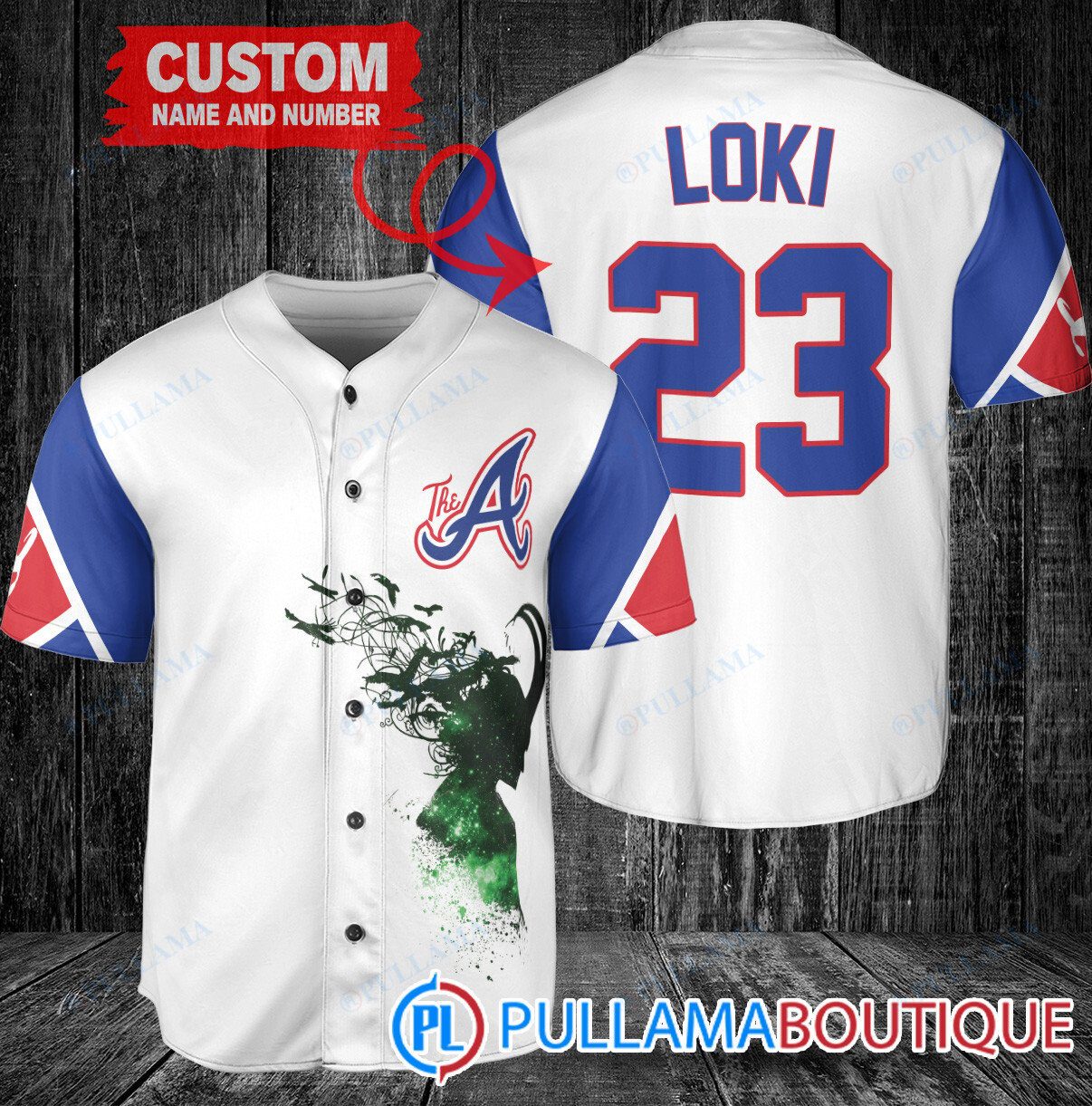 Loki Super Villains God of Mischief Atlanta Braves Custom Baseball Jersey White