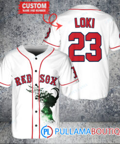 Loki Super Villains God of Mischief Boston Red Sox Custom Baseball Jersey White