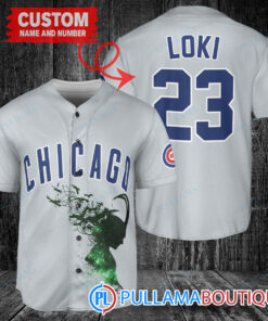 Loki Super Villains God of Mischief Chicago Cubs Custom Baseball Jersey Gray