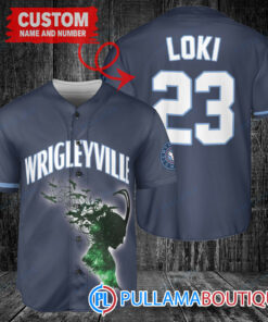 Loki Super Villains God of Mischief Chicago Cubs Custom Baseball Jersey Navy