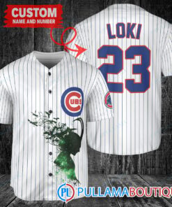 Loki Super Villains God of Mischief Chicago Cubs Custom Baseball Jersey White