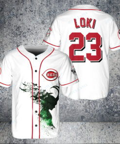 Loki Super Villains God of Mischief Cincinnati Reds Custom Baseball Jersey White