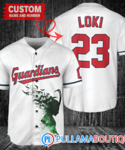 Loki Super Villains God of Mischief Cleveland Guardians Custom Baseball Jersey White