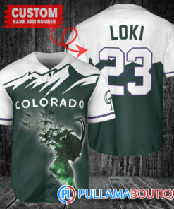 Loki Super Villains God of Mischief Colorado Rockies Custom Baseball Jersey Green