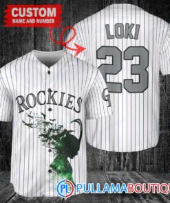 Loki Super Villains God of Mischief Colorado Rockies Custom Baseball Jersey White