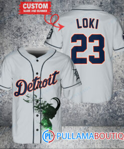 Loki Super Villains God of Mischief Detroit Tigers Custom Baseball Jersey Gray