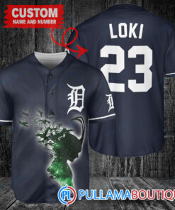 Loki Super Villains God of Mischief Detroit Tigers Custom Baseball Jersey Navy