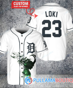 Loki Super Villains God of Mischief Detroit Tigers Custom Baseball Jersey White