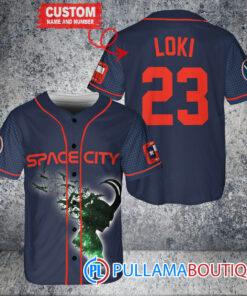 Loki Super Villains God of Mischief Houston Astros Custom Baseball Jersey Black City Connect