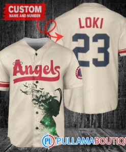 Loki Super Villains God of Mischief Los Angeles Angels Custom Baseball Jersey Cream