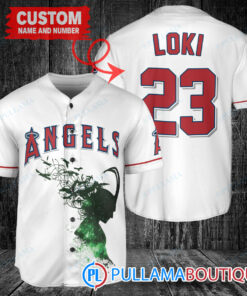 Loki Super Villains God of Mischief Los Angeles Angels Custom Baseball Jersey White