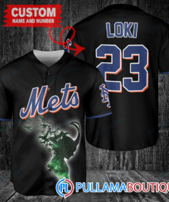 Loki Super Villains God of Mischief New York Mets Custom Baseball Jersey Black