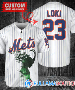 Loki Super Villains God of Mischief New York Mets Custom Baseball Jersey White