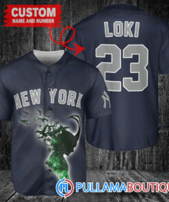 Loki Super Villains God of Mischief New York Yankees Custom Baseball Jersey Navy