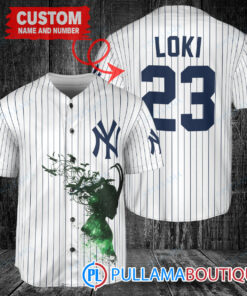 Loki Super Villains God of Mischief New York Yankees Custom Baseball Jersey White