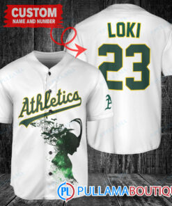 Loki Super Villains God of Mischief Oakland Athletics Custom Baseball Jersey White