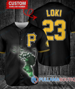 Loki Super Villains God of Mischief Pittsburgh Pirates Custom Baseball Jersey Black