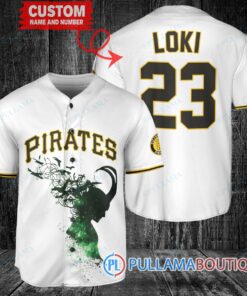 Loki Super Villains God of Mischief Pittsburgh Pirates Custom Baseball Jersey White