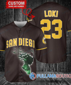 Loki Super Villains God of Mischief San Diego Padres Custom Baseball Jersey Brown