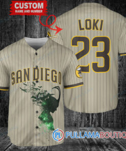 Loki Super Villains God of Mischief San Diego Padres Custom Baseball Jersey Tan