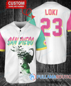 Loki Super Villains God of Mischief San Diego Padres Custom Baseball Jersey White City Connect