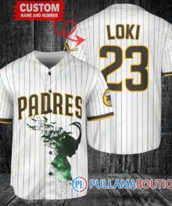 Loki Super Villains God of Mischief San Diego Padres Custom Baseball Jersey White