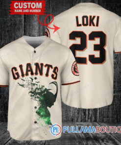 Loki Super Villains God of Mischief San Francisco Giants Custom Baseball Jersey Cream