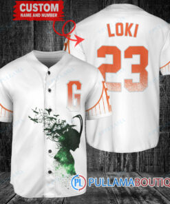 Loki Super Villains God of Mischief San Francisco Giants Custom Baseball Jersey White City Connect