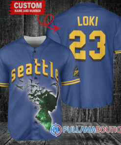 Loki Super Villains God of Mischief Seattle Mariners Custom Baseball Jersey Royal