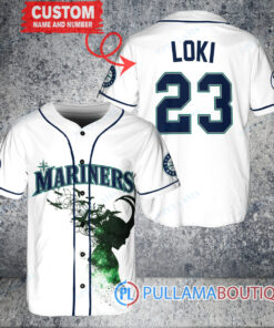 Loki Super Villains God of Mischief Seattle Mariners Custom Baseball Jersey White