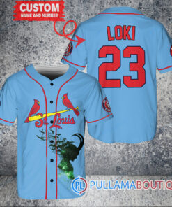 Loki Super Villains God of Mischief St.Louis Cardinals Custom Baseball Jersey Light Blue