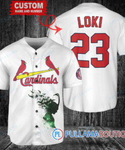 Loki Super Villains God of Mischief St.Louis Cardinals Custom Baseball Jersey White