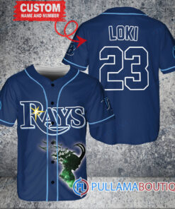 Loki Super Villains God of Mischief Tampa Bay Rays Custom Baseball Jersey Navy