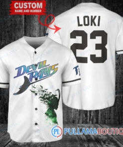 Loki Super Villains God of Mischief Tampa Bay Rays Custom Baseball Jersey White Alternate Replica