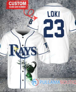 Loki Super Villains God of Mischief Tampa Bay Rays Custom Baseball Jersey White Home Replica