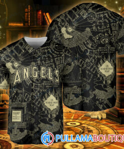 Los Angeles Angels Harry Potter The Marauders Map Baseball Jersey Black