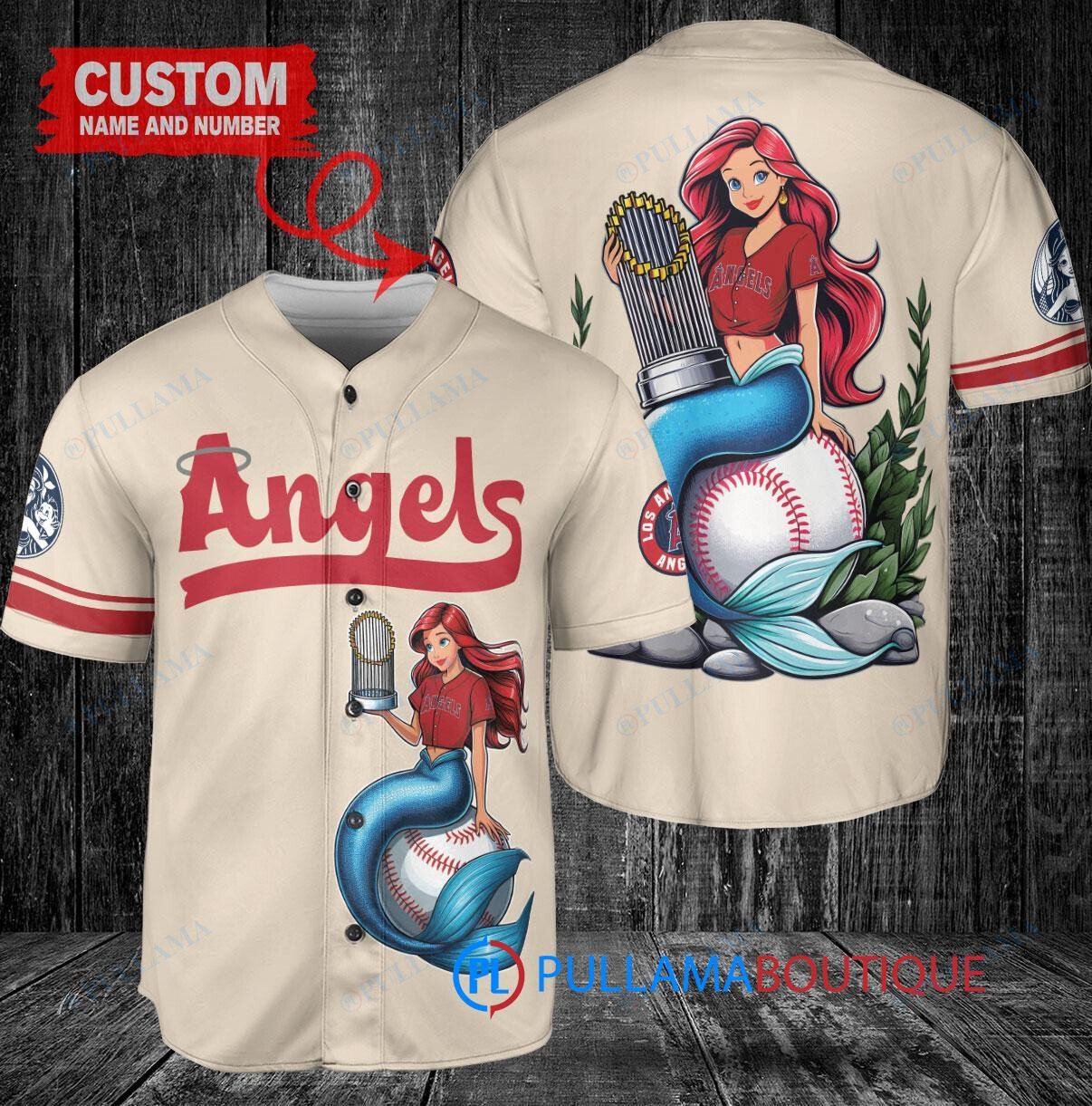 Detroit Tigers x Ariel Mermaid with Trophy Custom Baseball Jersey White