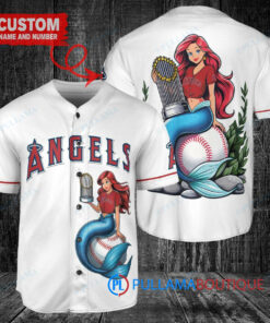 Los Angeles Angels x Ariel Mermaid with Trophy Custom Baseball Jersey White