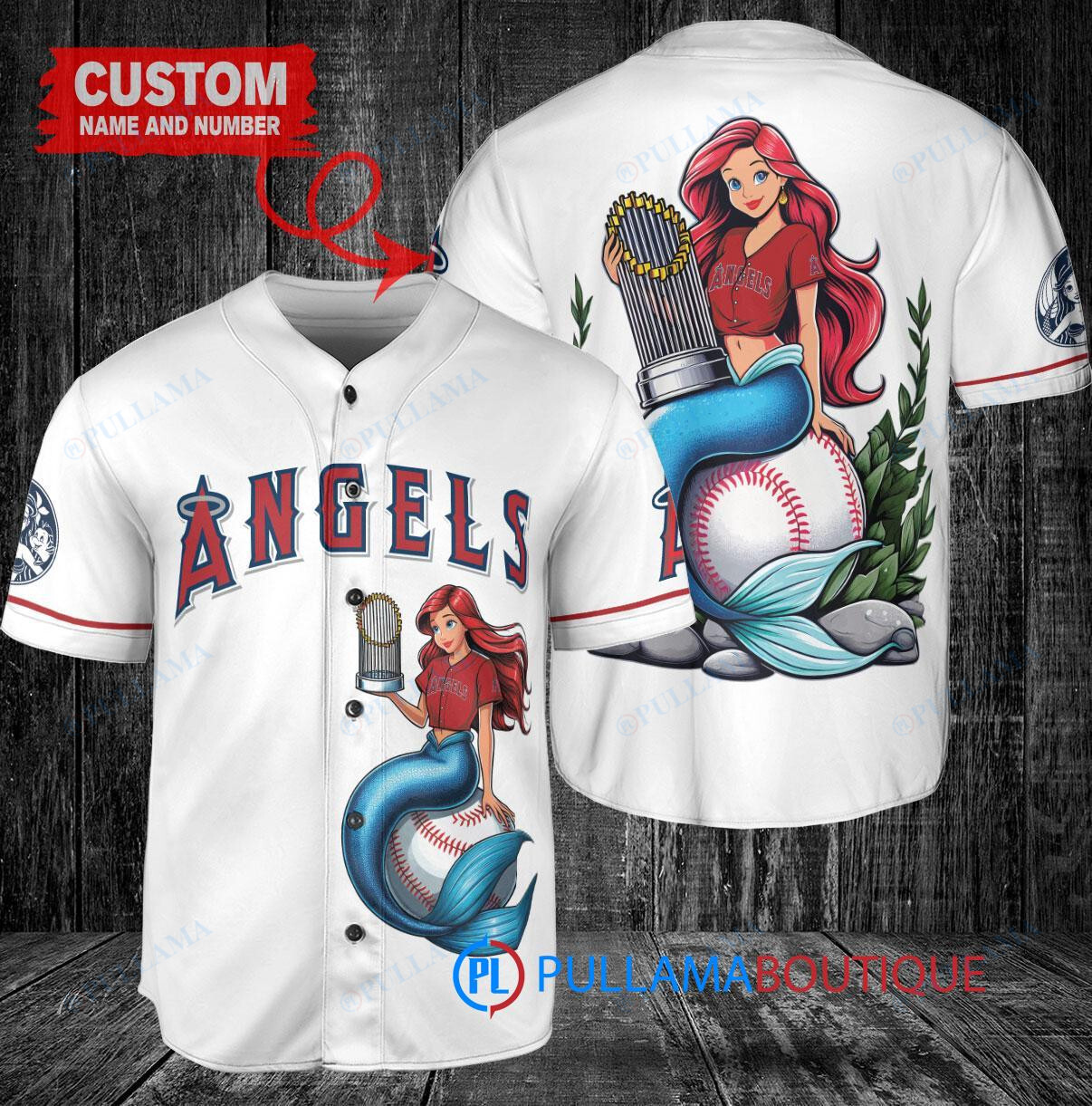 Minnesota Twins x Ariel Mermaid with Trophy Custom Baseball Jersey Navy