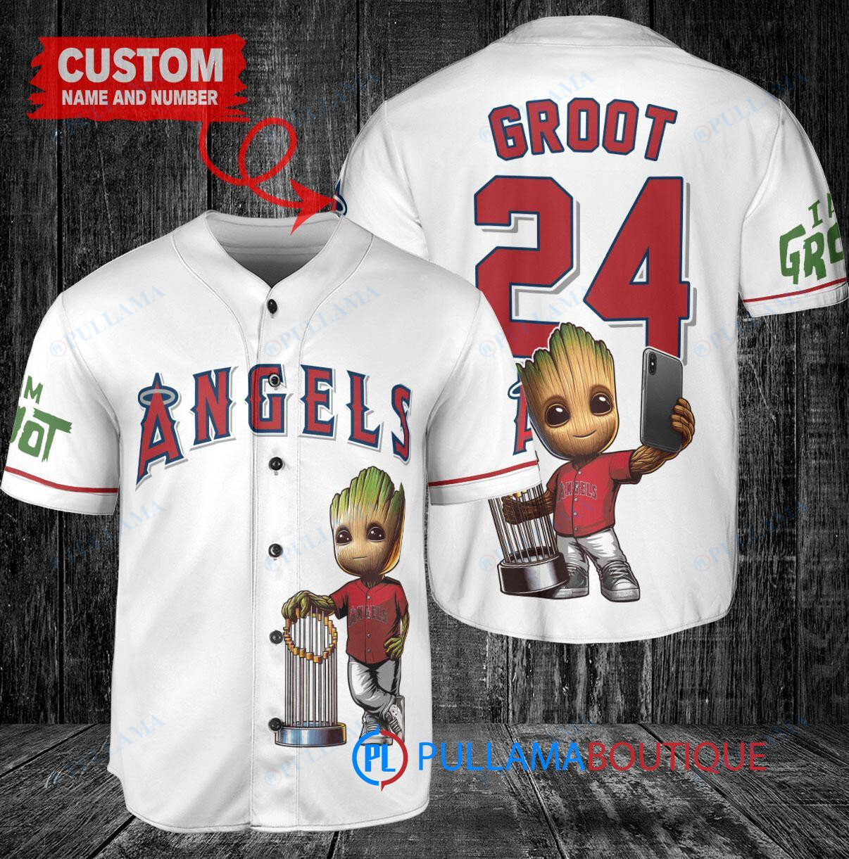 Atlanta Braves x Baby Groot Marvel Guardians Of The Galaxy with Trophy Custom Baseball Jersey Gray