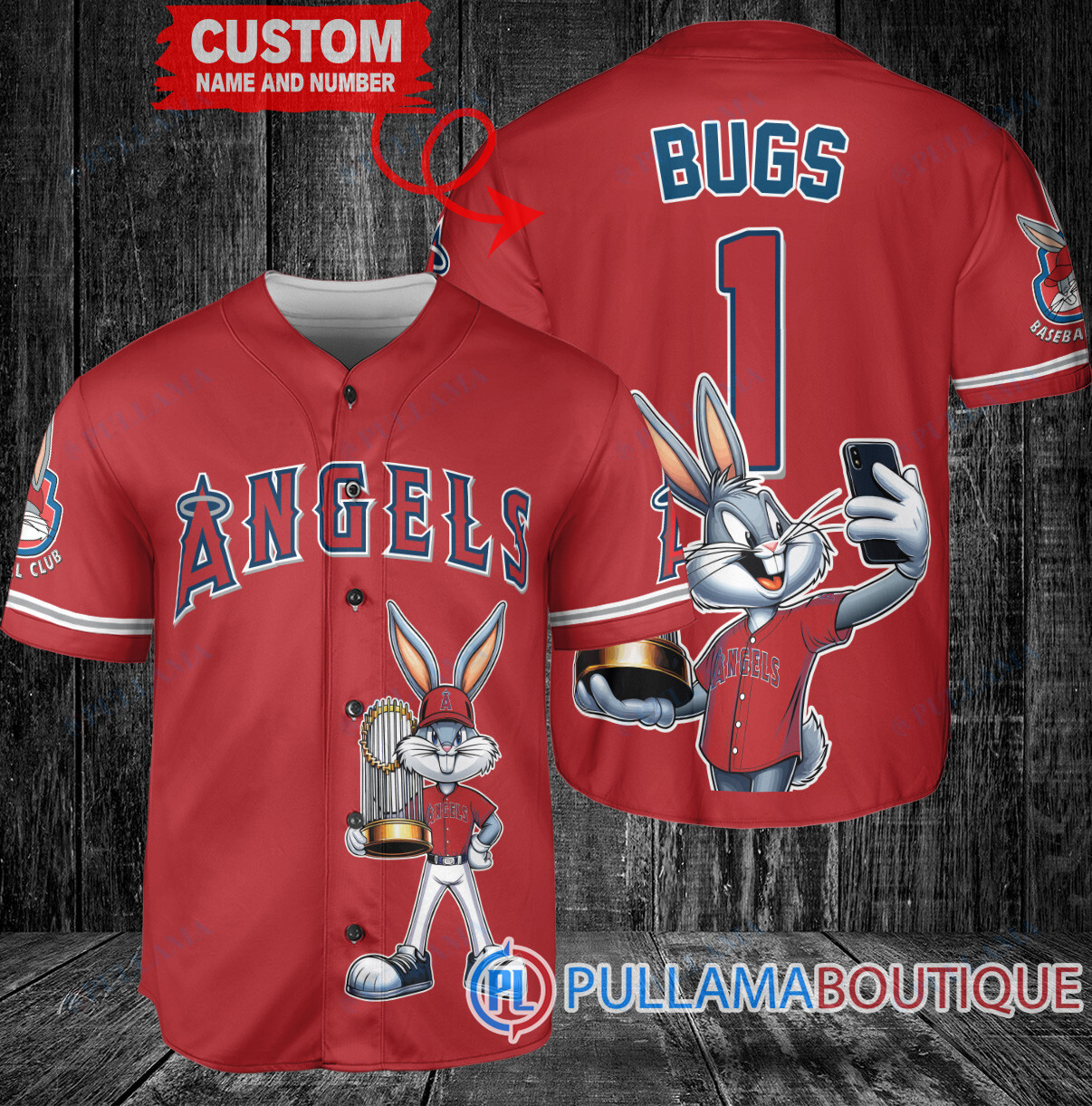 Atlanta Braves x Bugs Bunny with Trophy Baseball Jersey Gray